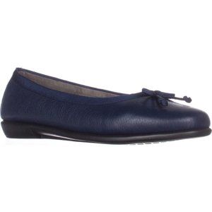 Aerosoles Womens Fast Bet Blue Leather Bow Memory Foam Ballet Flat Size 7M
